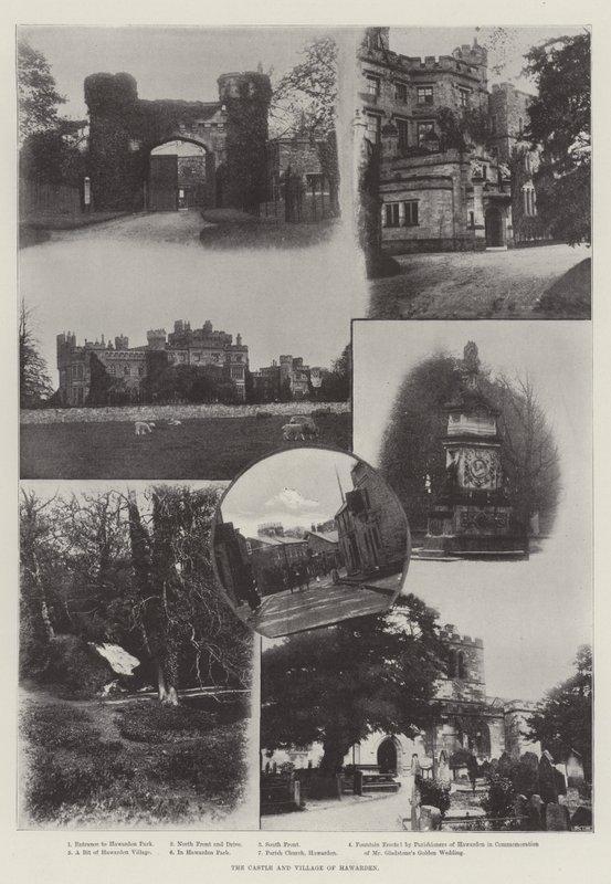Hrad a vesnice Hawarden od English Photographer