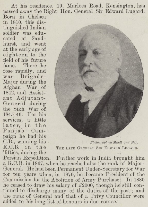 Zesnulý generál Sir Edward Lugard od English Photographer