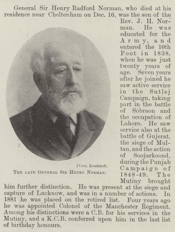 Zesnulý generál sir Henry Norman od English Photographer