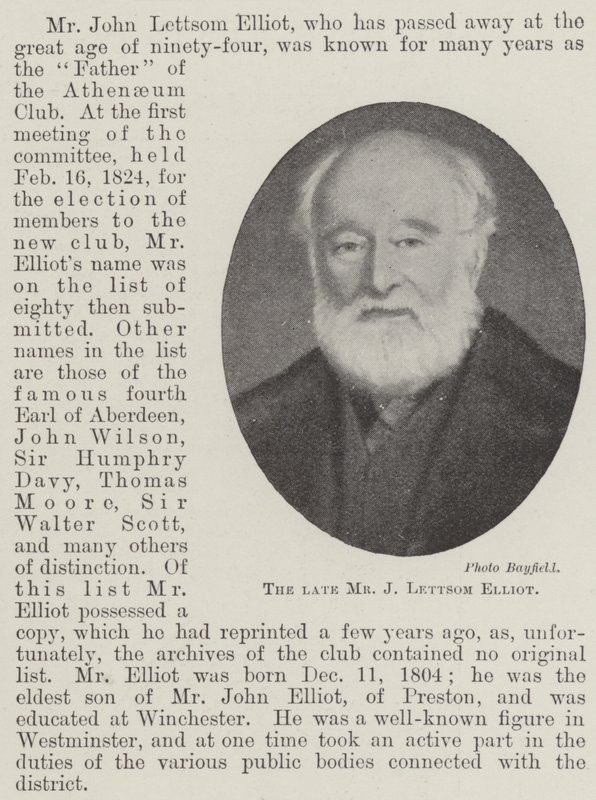 Zesnulý pan J Lettsom Elliot od English Photographer