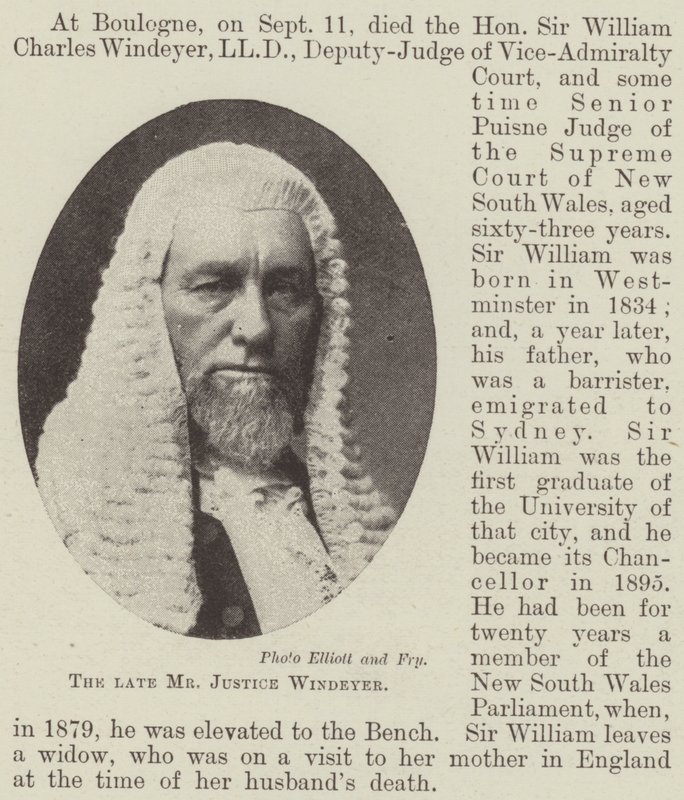 Zesnulý pan Justice Windeyer od English Photographer