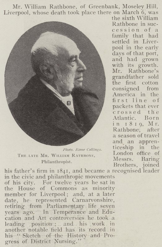 Zesnulý pan William Rathbone, filantrop od English Photographer