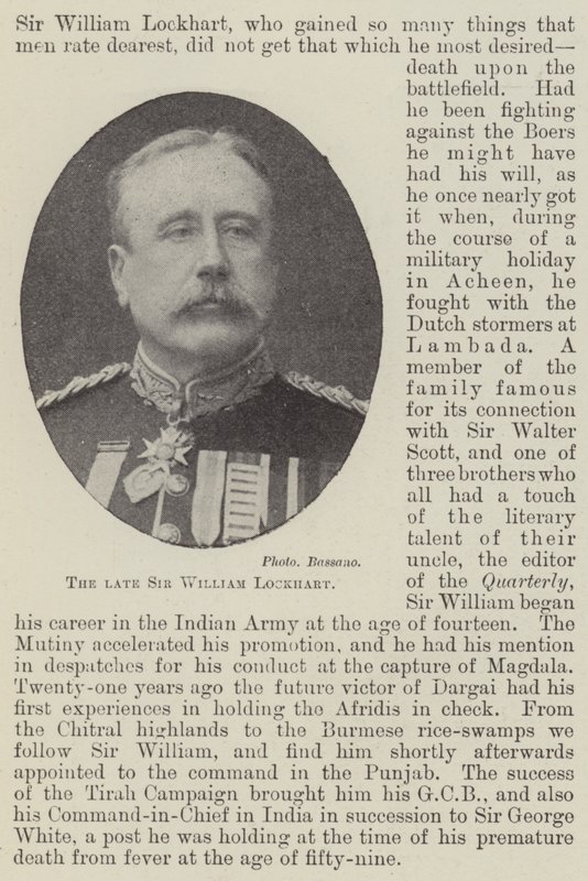 Zesnulý sir William Lockhart od English Photographer