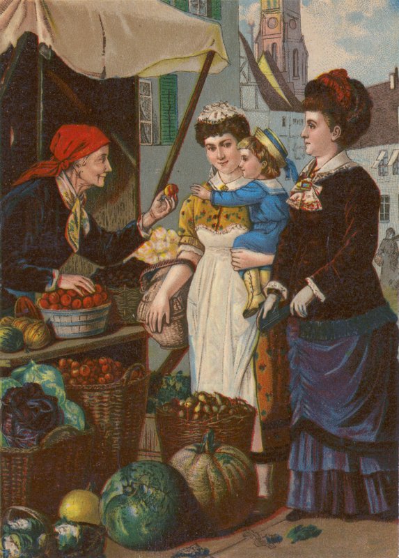 Francouzský ovocný trh (barva litho) od English School