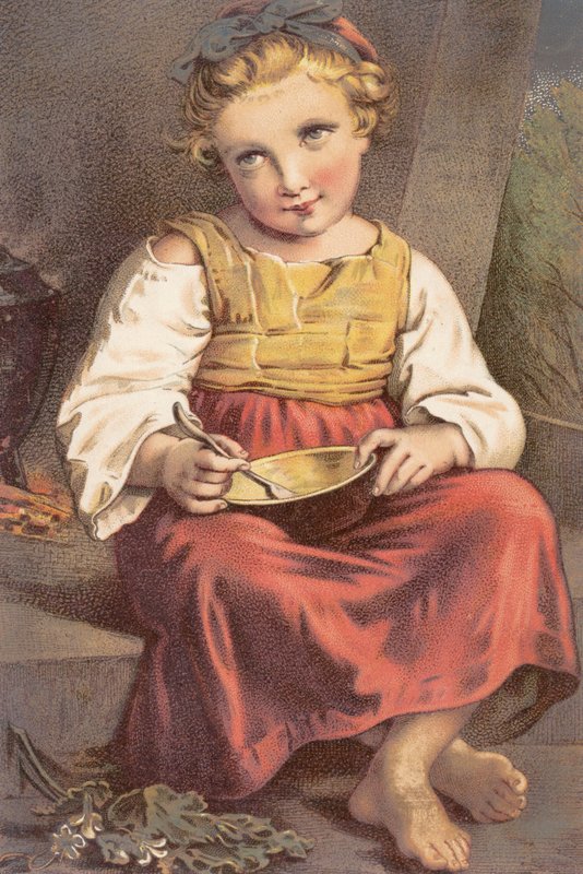 Ranní jídlo (barevné litho) od English School