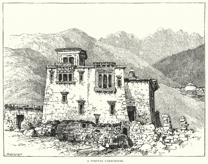 Tibetská farma (rytina) od English School
