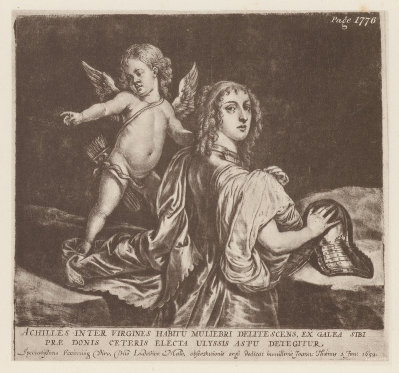 Achilles a Cupid (litho) od English School