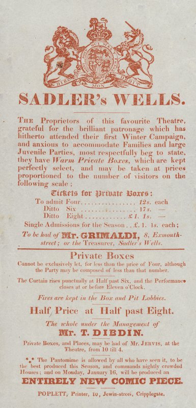 Reklama pro divadlo Sadlers Wells od English School