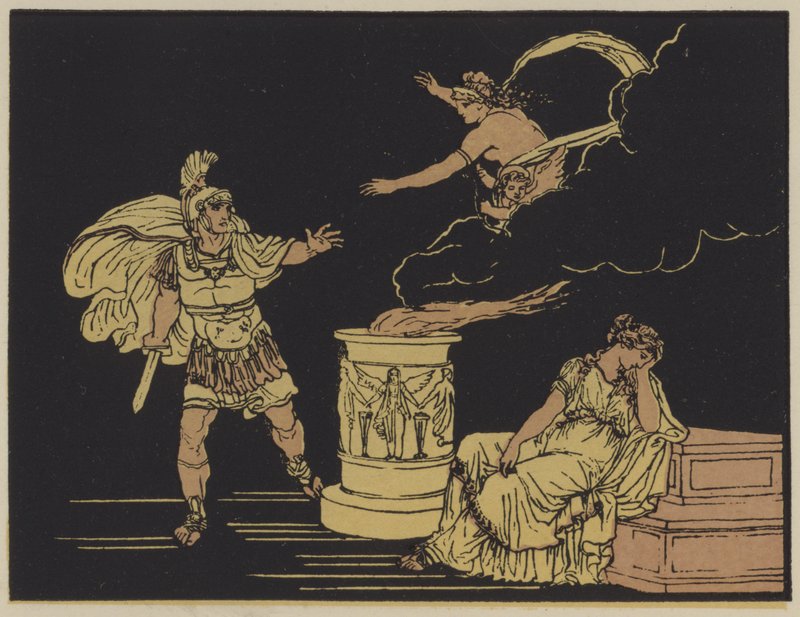 Aeneas a Helena (barevná litografie) od English School