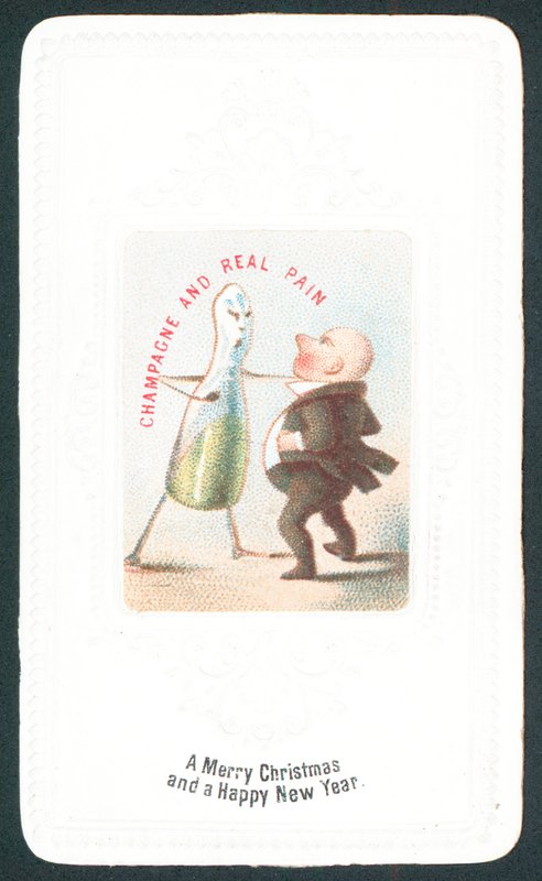 Angry Champagne Bottle Bottle Man, Christmas Card od English School