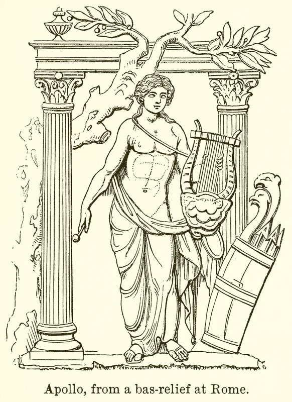 Apollo, z basreliéfu v Římě od English School