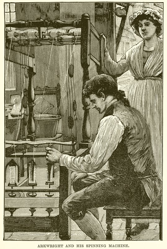 Arkwright a jeho Spinning Machine od English School