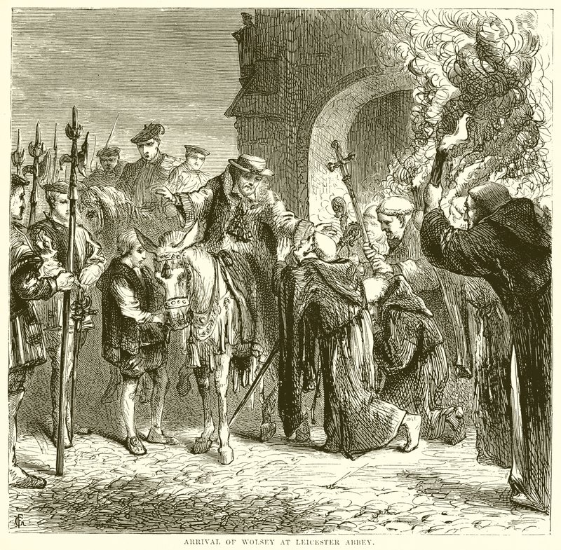 Příjezd Wolsey do Leicesterského opatství od English School