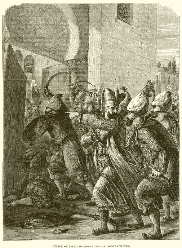Útok na Seraglio a palác v Konstantinopoli od English School