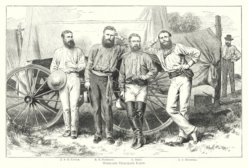 Austrálie: Overland Telegraph Party (rytina) od English School