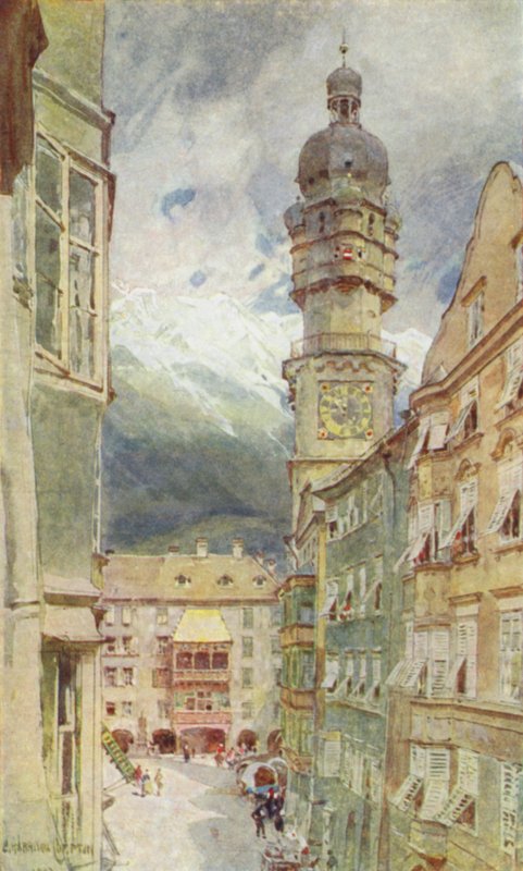 Rakousko: Innsbruck (barevná litografie) od English School