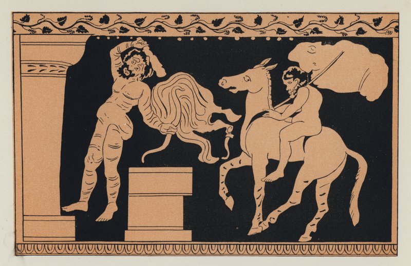 Bakchus a Xanthias (barevná litografie) od English School