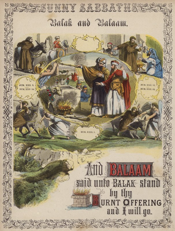Balak and Balaam (barevná rytina) od English School