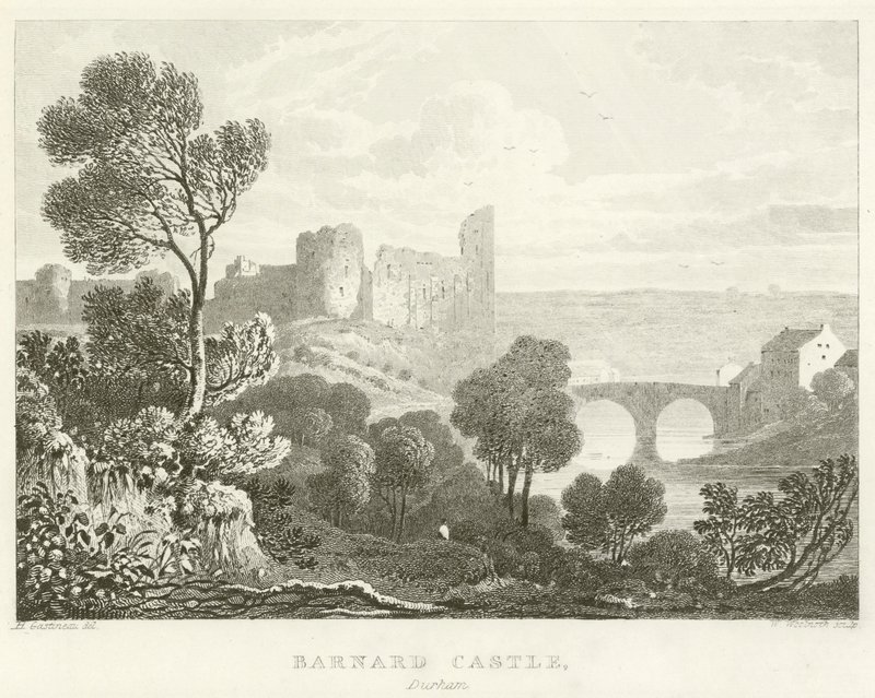 Barnard Castle, Durham (rytina) od English School