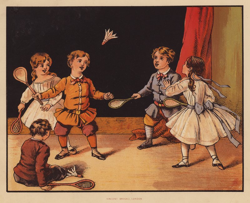 Battledore a Shuttlecock (barevná litografie) od English School
