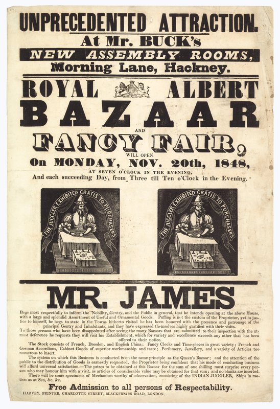 Bazar a Fancy Fair, 20. listopadu 1848 od English School