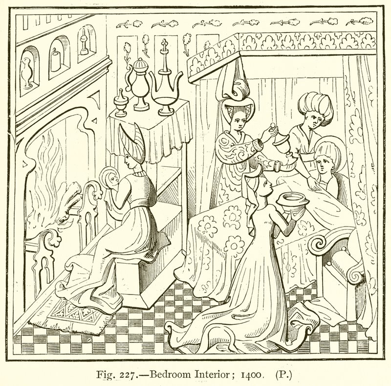 Interiér ložnice; 1400 od English School