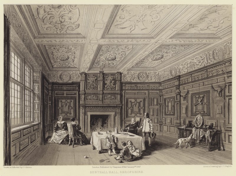 Benthall Hall, Shropshire (rytina) od English School