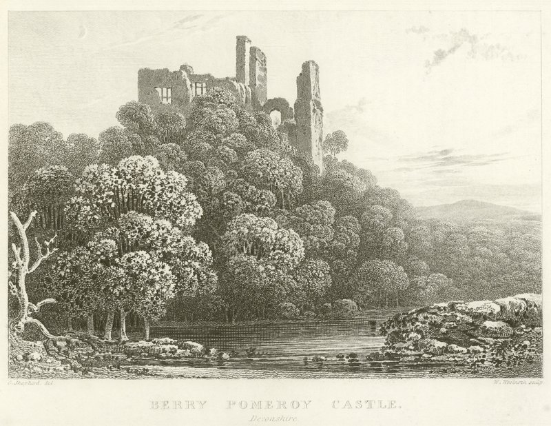 Berry Pomeroy Castle, Devonshire (rytina) od English School