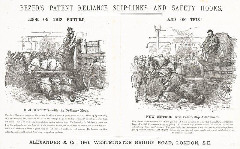 Bezers Patent Reliance Slip-Links a bezpečnostní háčky od English School