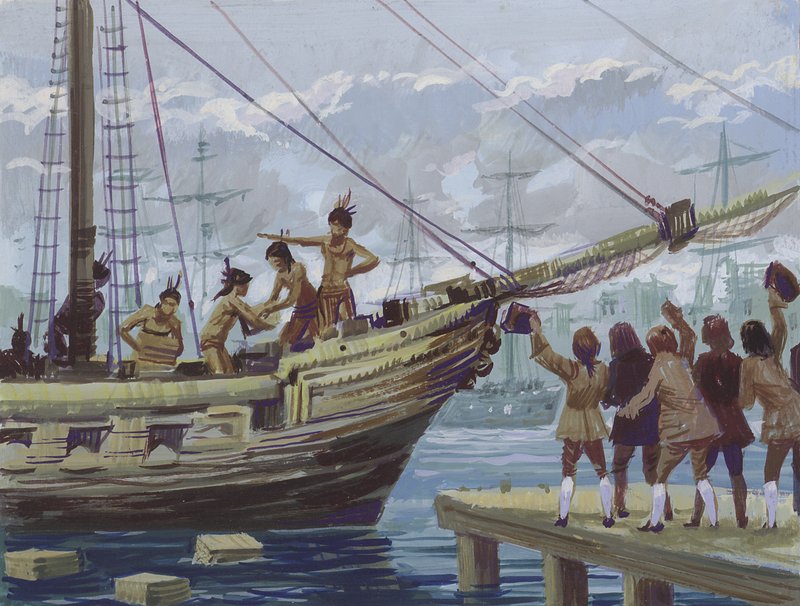 Boston Tea Party (kvaš na papíře) od English School