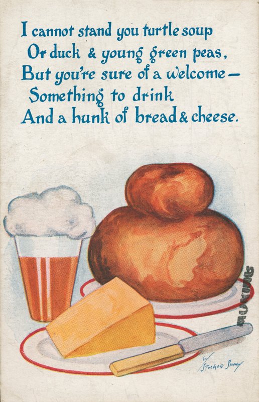Chléb, sýr a pivo (barva litho) od English School