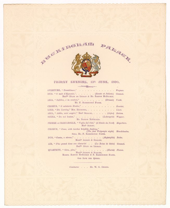Koncert v Buckinghamském paláci, 13. června 1890 od English School