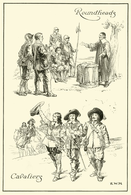 Cavaliers a Roundheads (inkoust na papíře) od English School