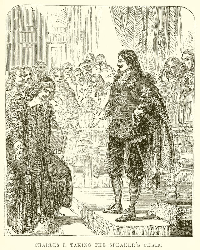 Karel I. zastává předsedu řečníků od English School