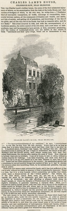Charles Lambs House, poblíž Islingtonu od English School