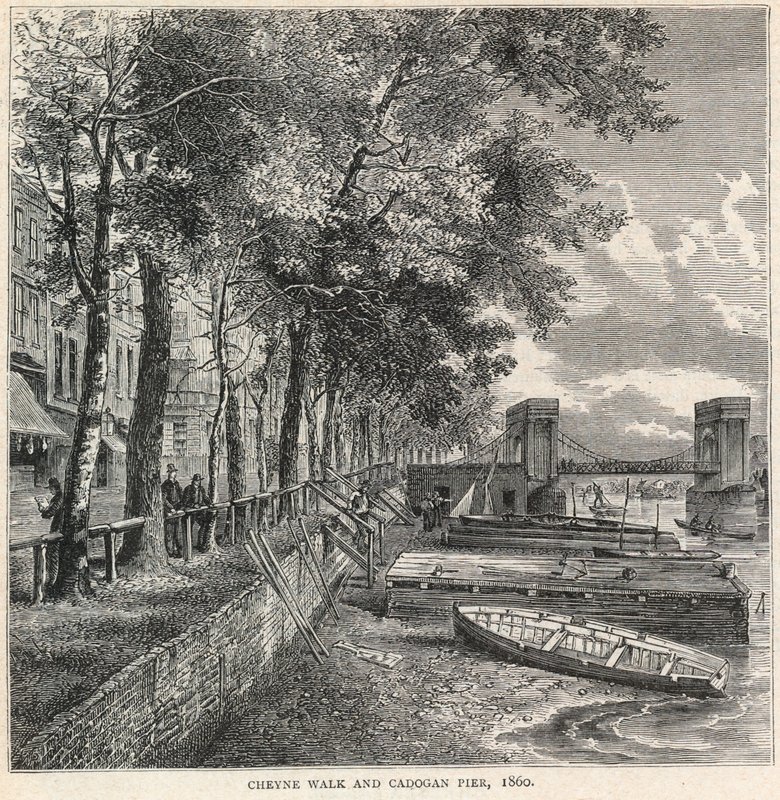 Cheyne Walk a Cadogan Pier, 1860 od English School