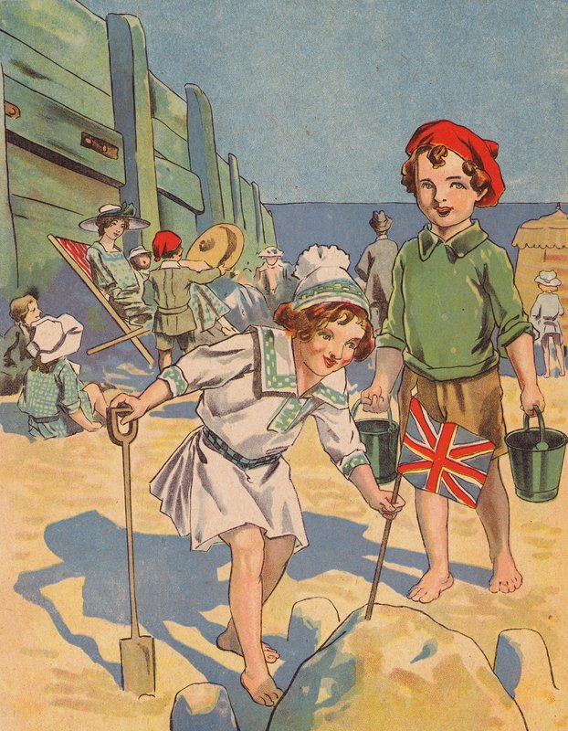 Děti staví hrad z písku (barva lito) od English School