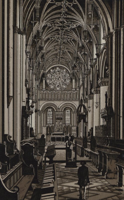 Katedrála Christ Church, Oxford (litho) od English School