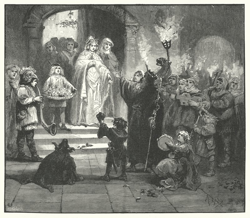 Vánoční mumraj ve Švédsku (rytina) od English School