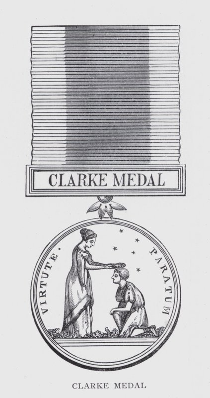 Clarkeova medaile (litho) od English School