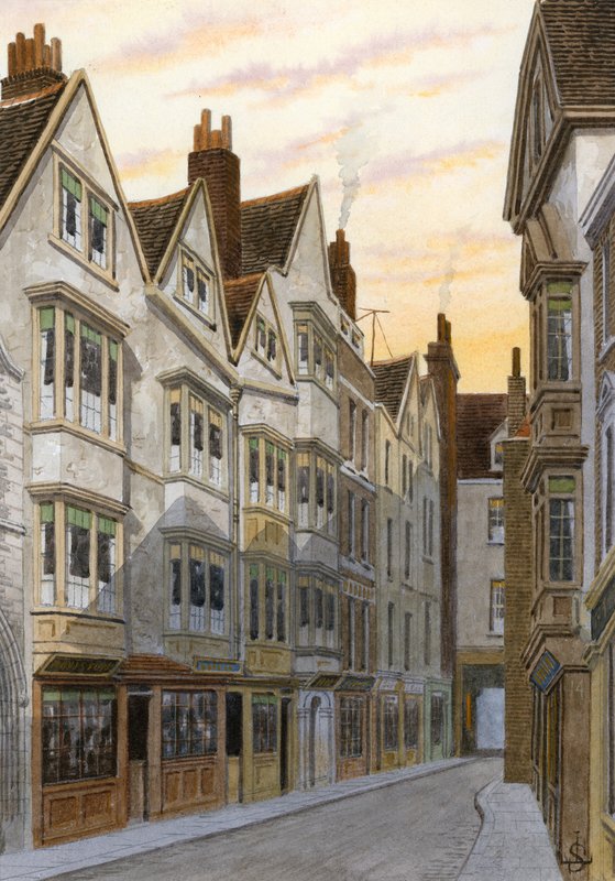 Cloth Fair, Smithfield (wc na papíře) od English School