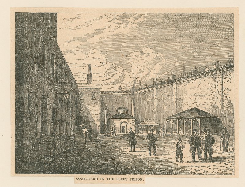 Nádvoří ve věznici Fleet od English School