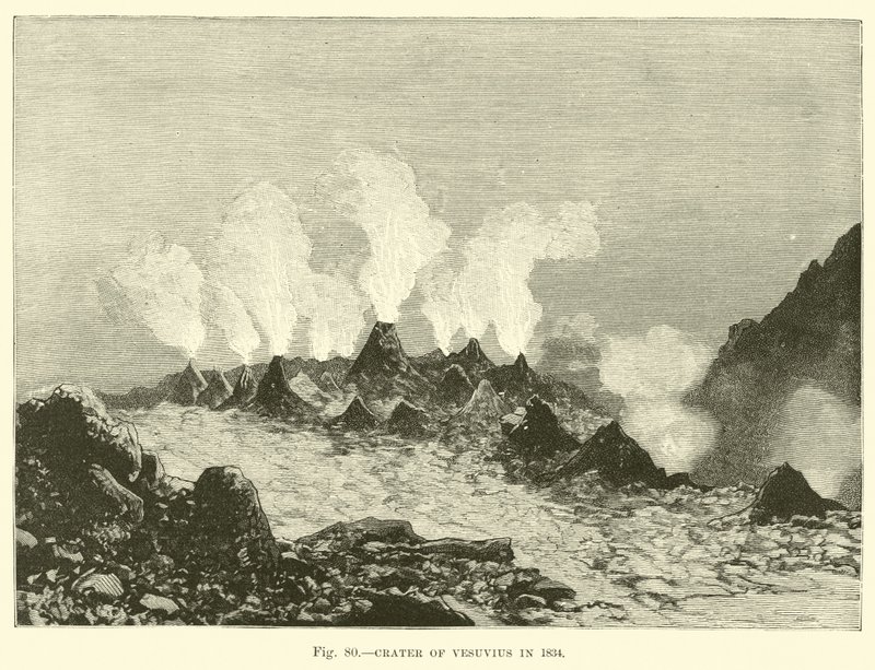 Kráter Vesuvu v roce 1834 od English School