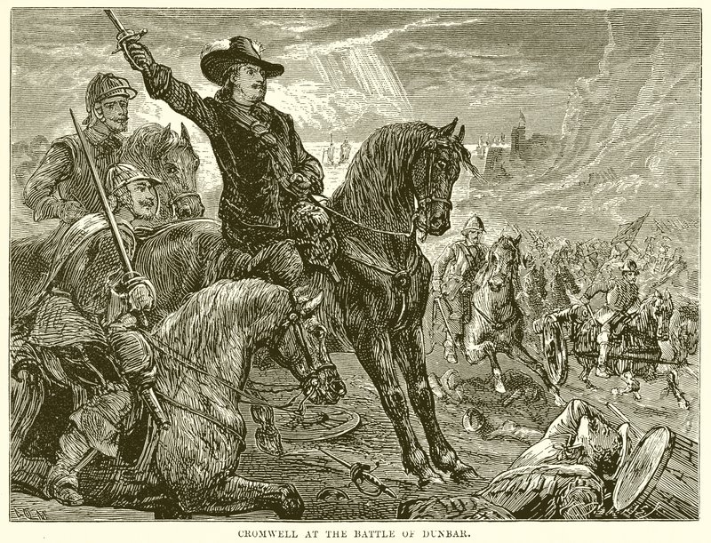 Cromwell v bitvě u Dunbaru od English School