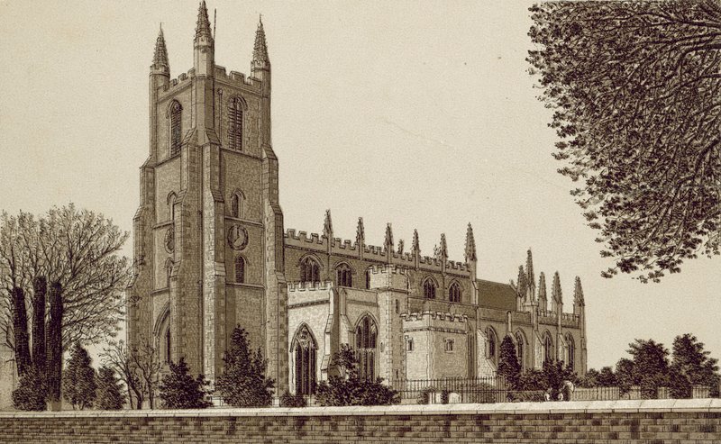 Croydon: Croydon Parish Church (litho) od English School