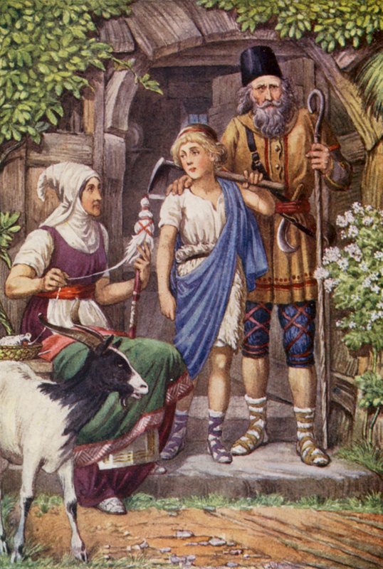 Kýros a pastevec (barevná litografie) od English School