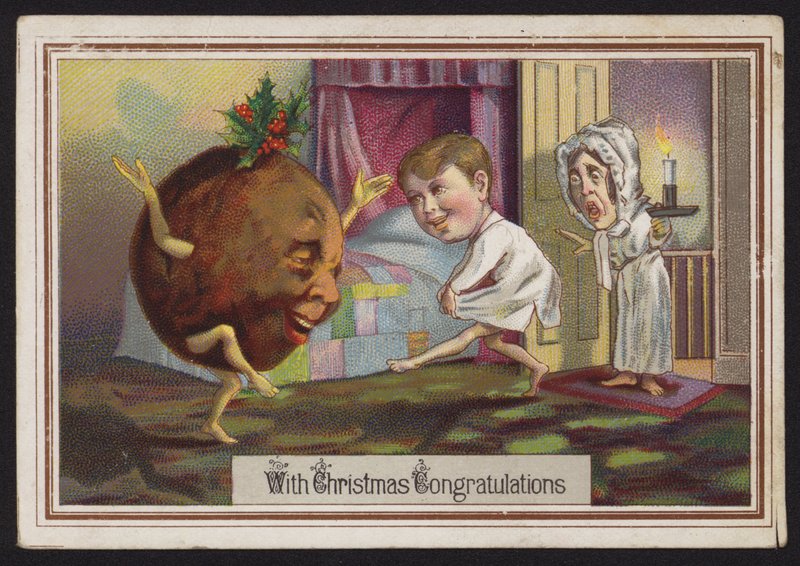 Tančící vánoční pudink (chromolitho) od English School