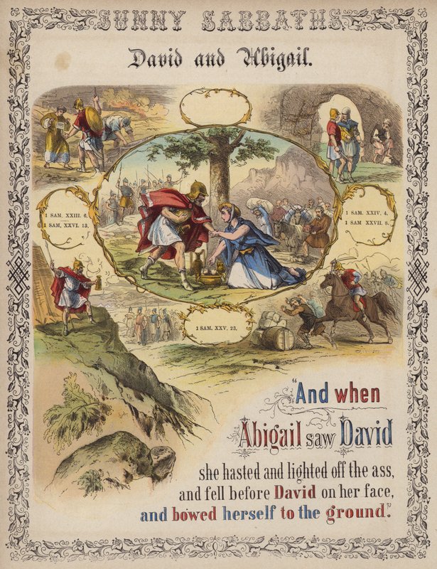 David a Abigail (barevná rytina) od English School
