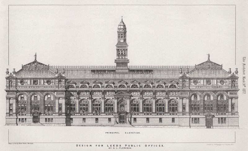 Design for Leeds Public Offices (rytina) od English School