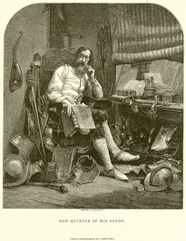 Don Quijote ve své pracovně od English School